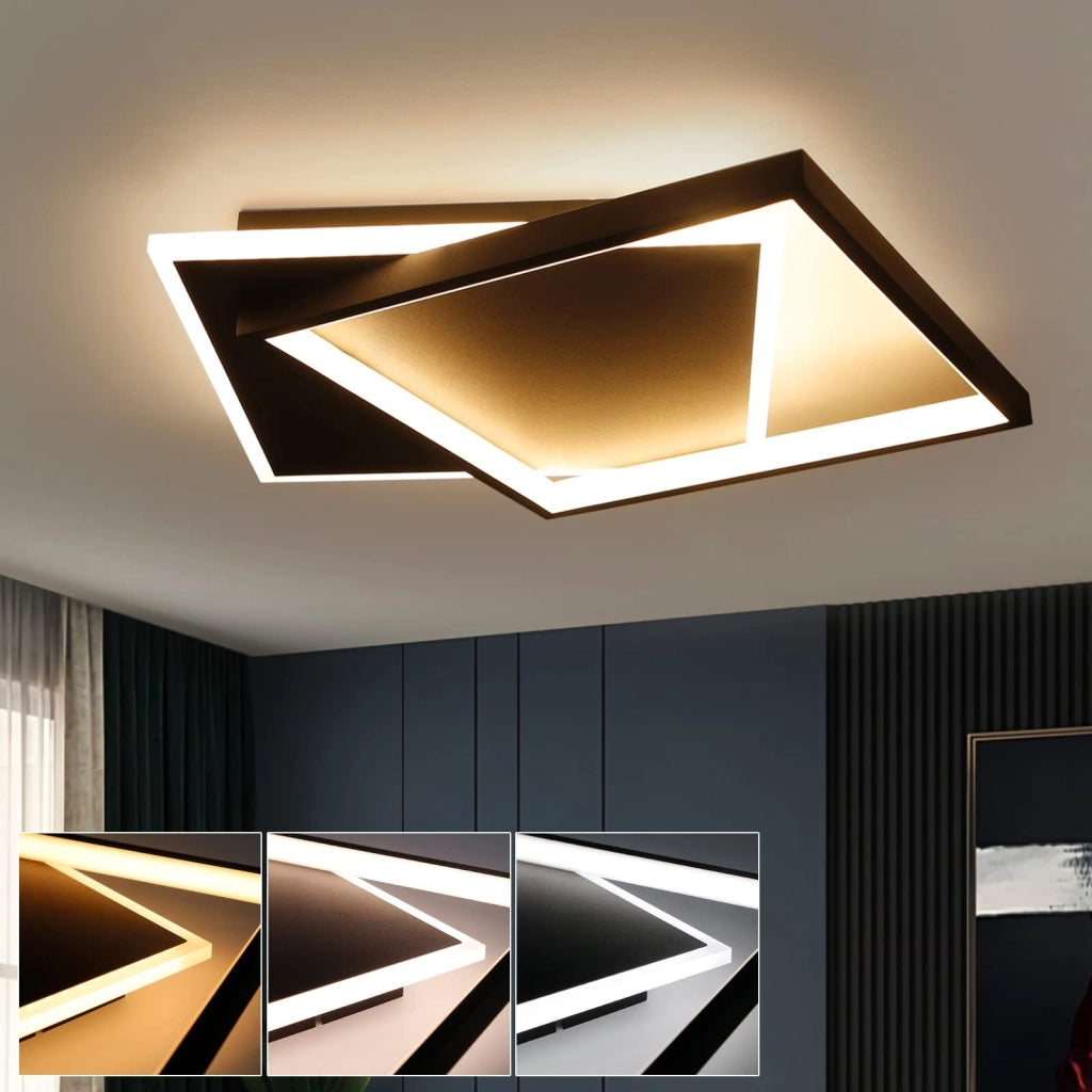 ZMH Lampada da soffitto plafoniera LED 44W nera dimmerabile telecomando moderna per soggiorno camera ufficio