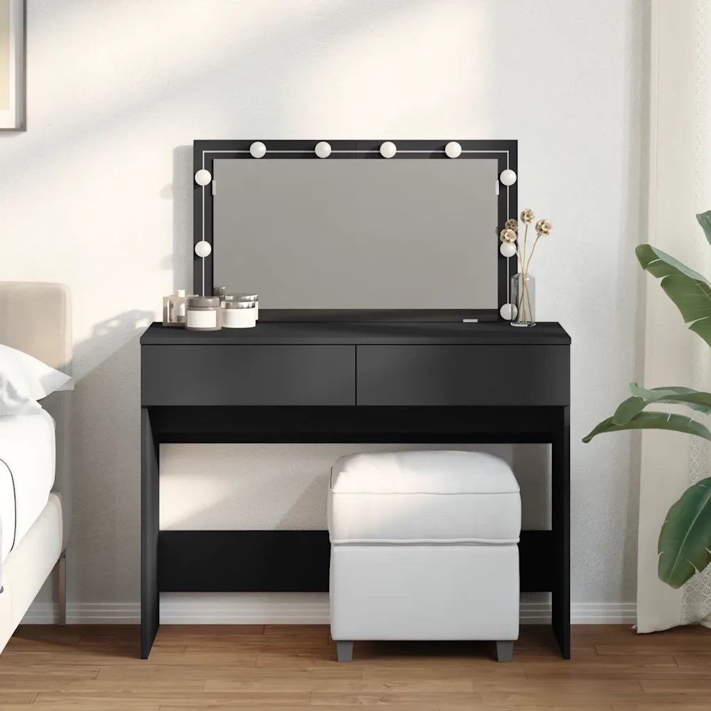 Toeletta | Tavolo da Trucco con LED Nero 100x40x120 cm
