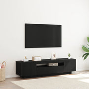 Mobile TV  con luci LED Nero Rovere 160x35x40 cm in legno ingegnerizzato