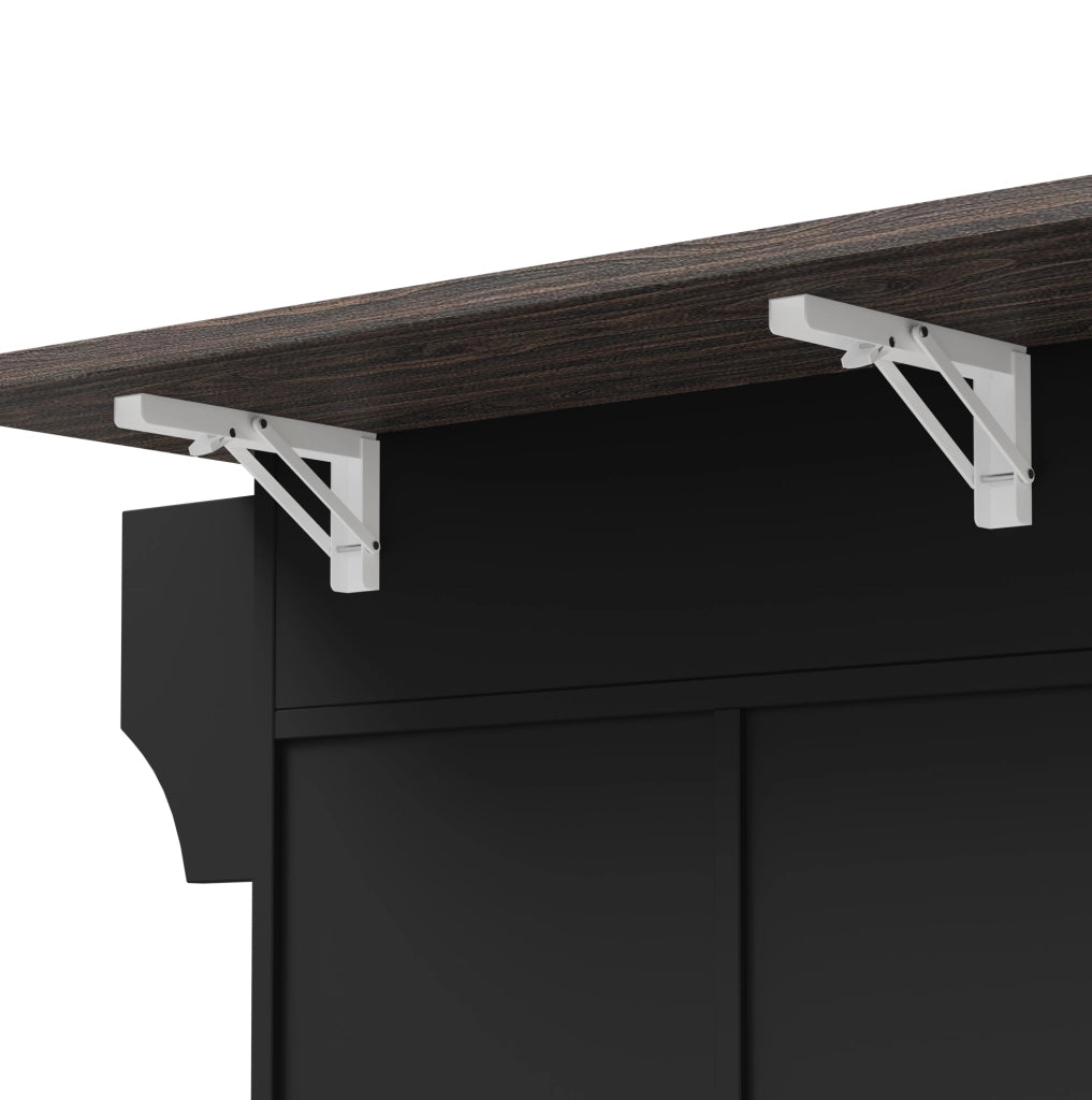 Carrello da cucina 120x45(70)x91 cm con piano ribaltabile; ruote; MDF nero