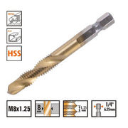 Trade Shop - Punta Per Trapano M8x1.25mm In Titanio Hss Con Filettatura Metrica Metallo 57213 -