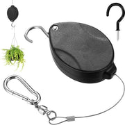 Hanger per Piante Telescopico Flessibile, Appoggio per Piante Esterno con Cavo in Acciaio Inox per Appoggio per Piante, Voliere, Mandorli - Nero (1 Hanger + 1 Hanger a Viti)