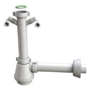 SIFONE SCARICO 1 VIA SENZA PILETTA PER LAVELLO IN ACCIAIO INOX CON ATTACCO DOPPIO LAVASTOVIGLIE/LAVA - 11/2 X ø40X230MM  - BON