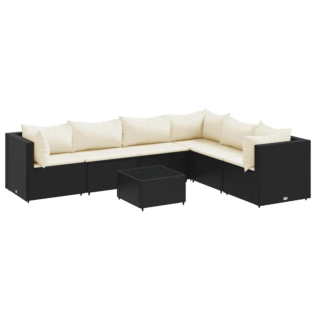 vidaXL Set Salotto da Giardino con Cuscini 7pz Nero Polyrattan
