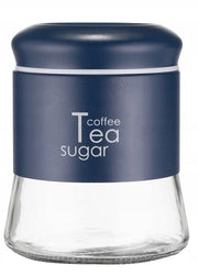 Contenitore per caffè, tè e zucchero KADAX da 750 ml in vetro con coperchio, colore blu navy, ideale per cucina.
