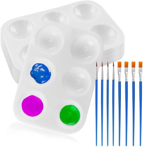 Palet aquarel in plastica - Duraturo, Leggero e Spazievolutivo - 6 Scanalature - Facile da Pulire