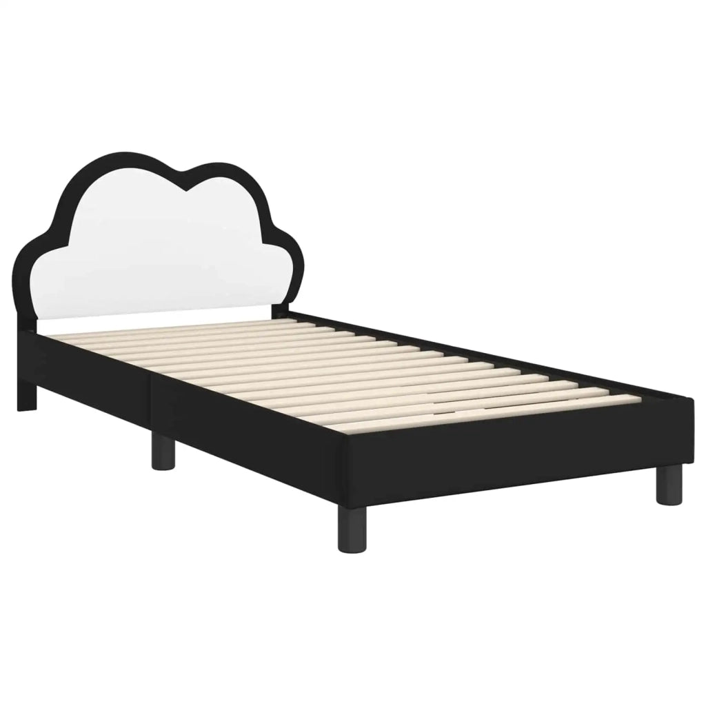 Struttura letto bambini con testata-Giroletto per bambini Nero 90 x 200 cm PU