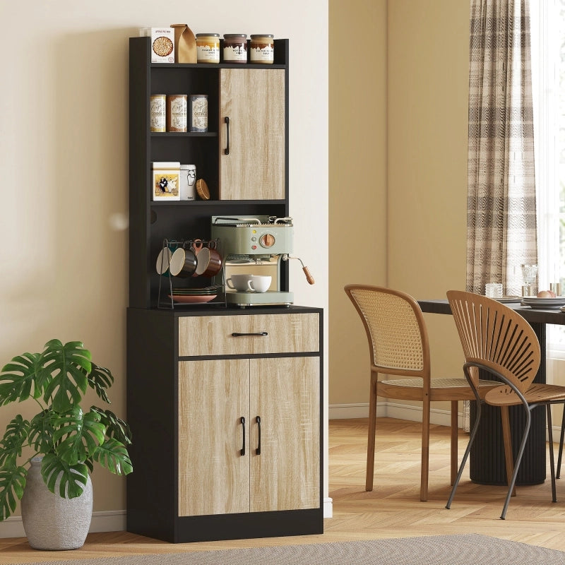 ARMADIO DA CUCINA con piano di lavoro 60 x 40 cm, effetto legno naturale e nero