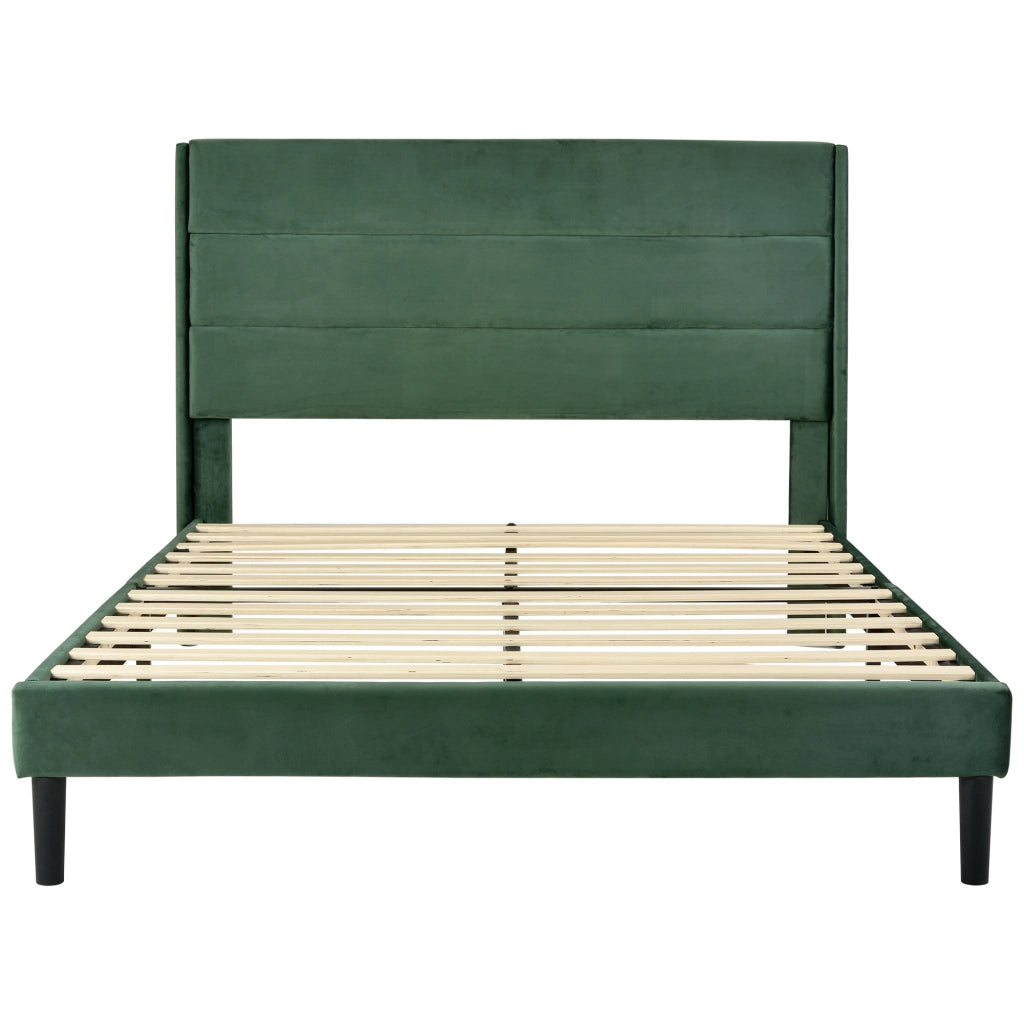 letto imbottito velluto verde 140 x 200 cm