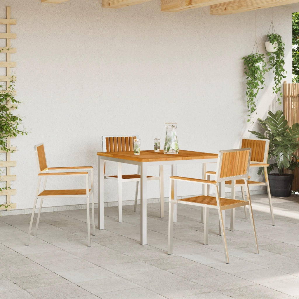 Sedia da giardino impilabile 4 pcs in legno massello di teak e acciaio inox