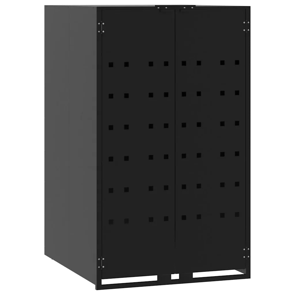 Copribidone con Ruote per Bidone Singolo Nero 69x79x117 Acciaio CFW1178892