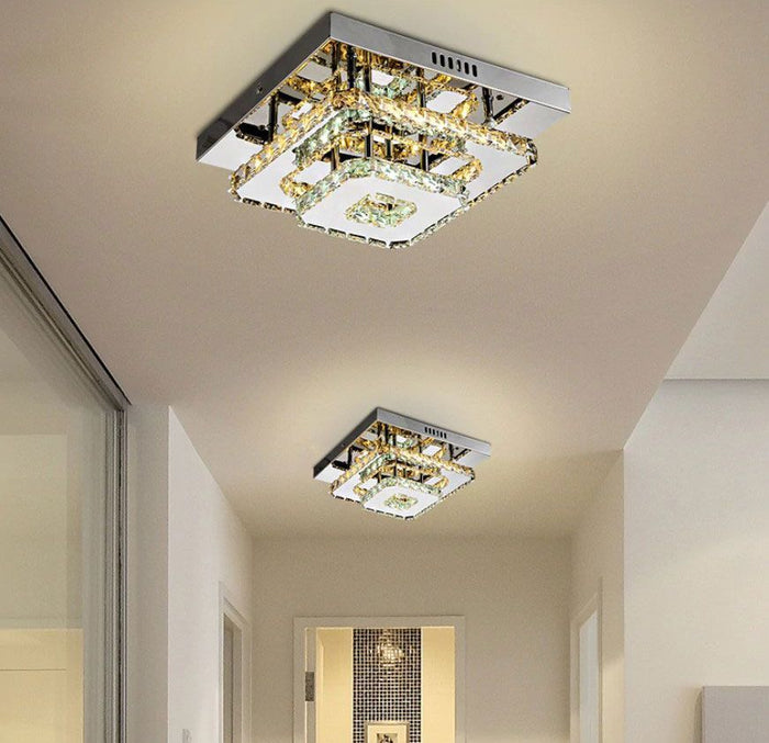 Lampada Da Soffitto Cristallo Plafoniere Led 24w Quadrato App410-c