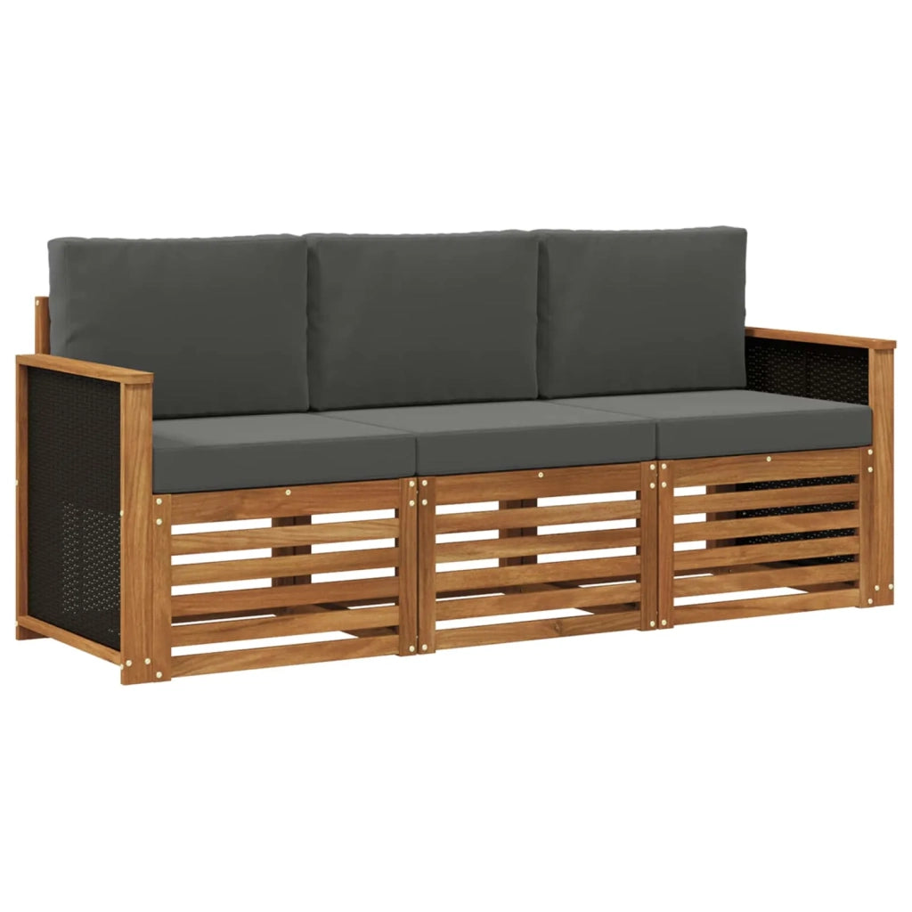 Set divani con cuscino 3 pcs Legno di Acacia Massello