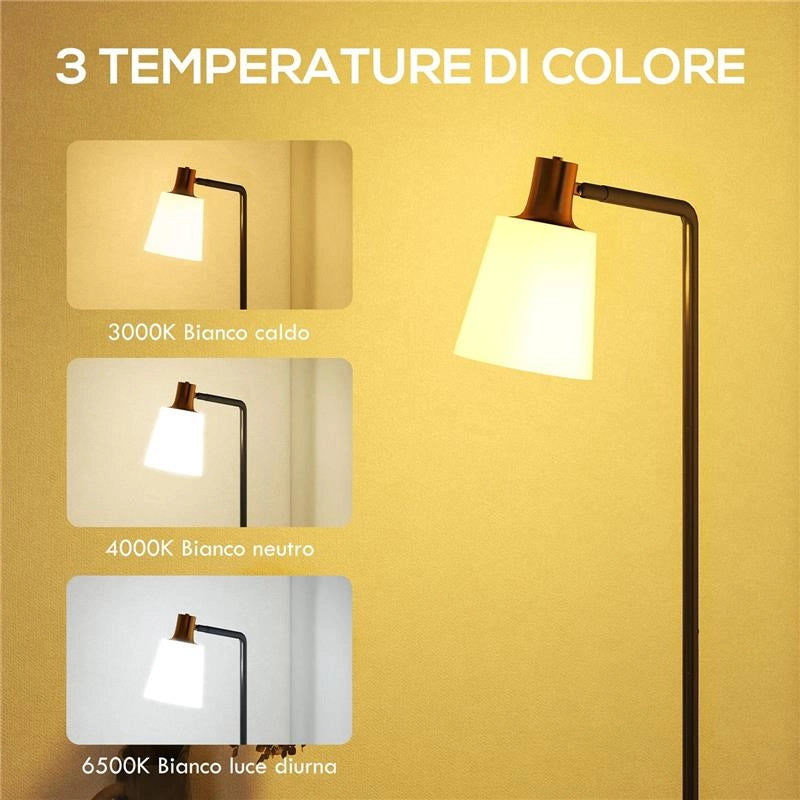 LAMPADA DA TERRA LED CON TESTA GIREVOLE A 350¦, REGOLAZIONE TEMPERATURA DEL COLORE 3000K/4000K/6500K, NERO