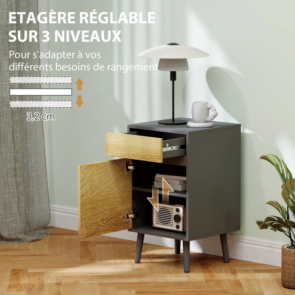 Comodino con cassetti e ripiano ¨C zephmum ¨C 40x39x69 cm grigio scuro