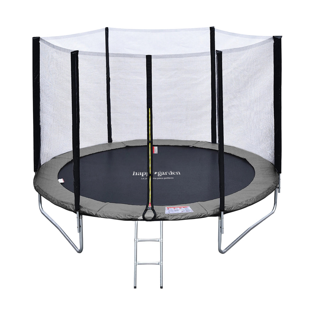 Premium Pack Trampolino 180 cm reversibile grigio / rosa CAIRNS + rete, scala, copertura e kit di ancoraggio