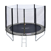 Premium Pack Trampolino 180 cm reversibile grigio / rosa CAIRNS + rete, scala, copertura e kit di ancoraggio