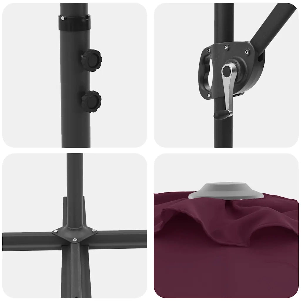 Ombrellone-Ombrello da giardino balcone Rosso Bordeaux 372 x 198 x 243 cm