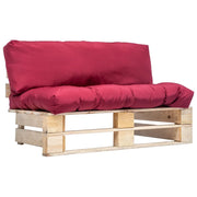 Divano da Giardino a Pallet con Cuscini Rossi in Legno di Pino cod mxl 55723