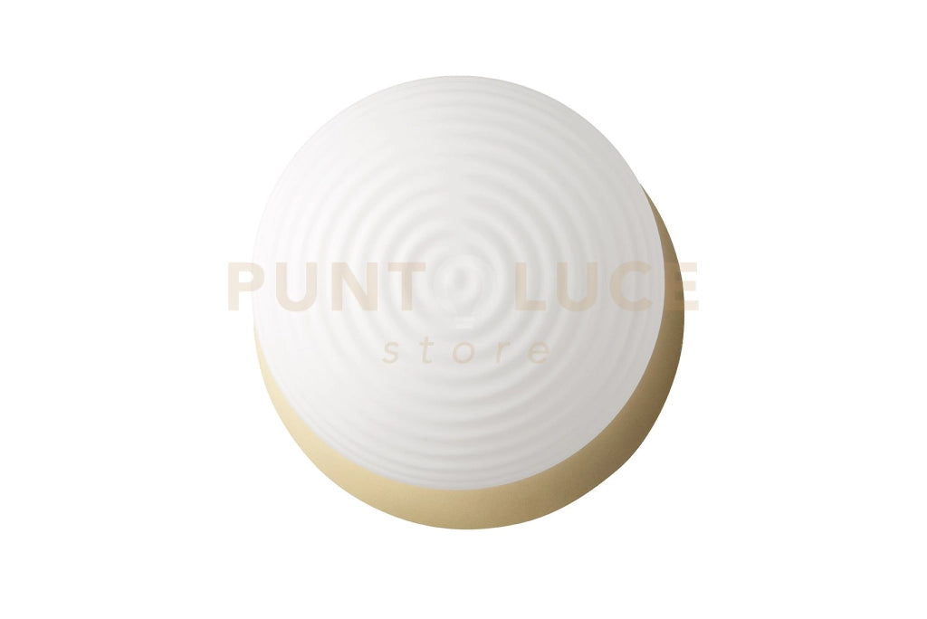 PLAFONIERA TONDO BASE ORO 1 VETRO BIANCO OPACO 2 LUCI ATTACCO E27 D.46CM