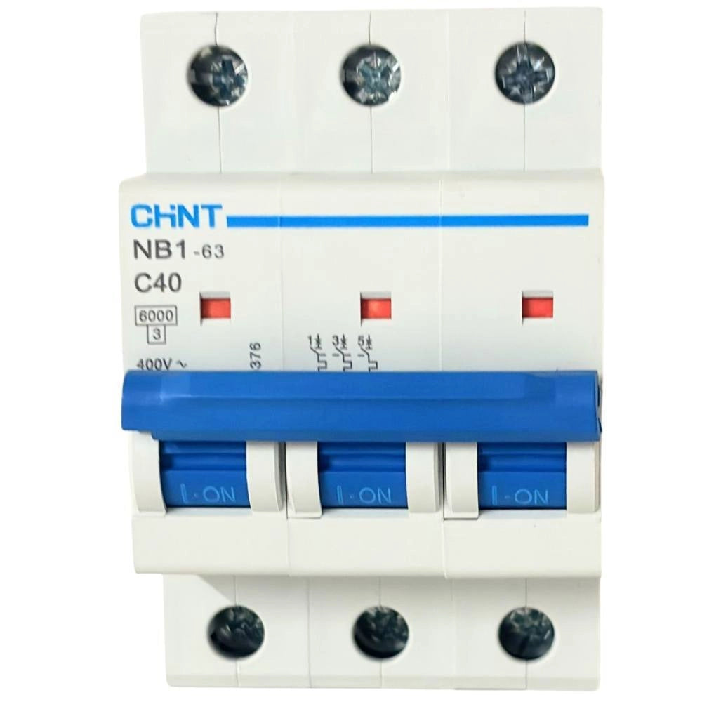 Chint nb1-63 interruttore magnetotermico 3p curva c 6ka guida din *** ampere 40 ampere, confezione 1