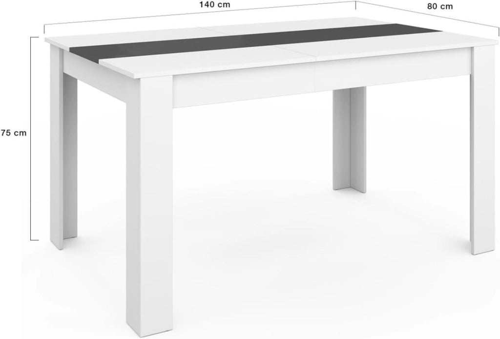 GEORGIA Tavolo da pranzo rettangolare per 6 persone bianco e grigio 140 x 80 cm