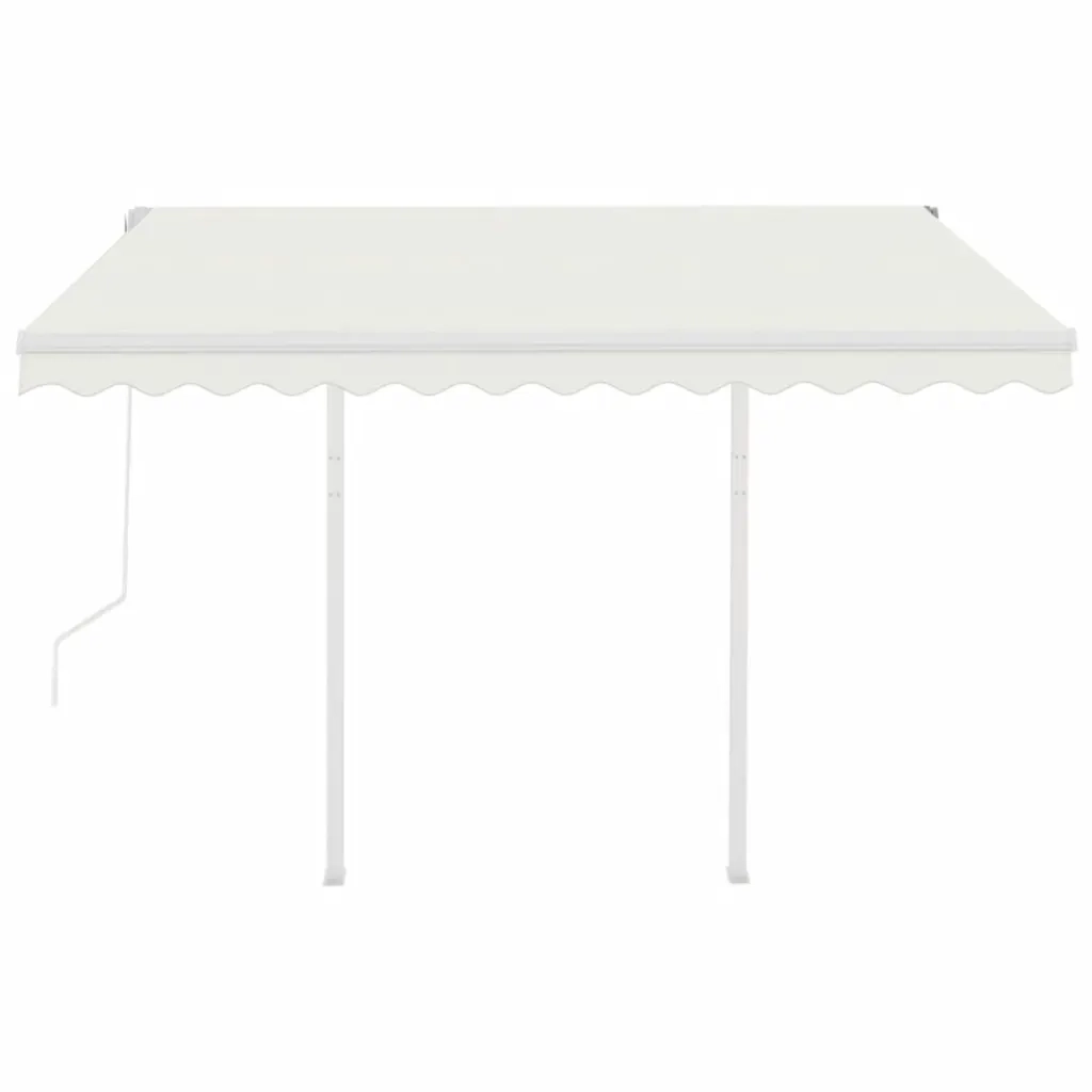 Tenda da Sole Retrattile Automatica con Pali 3,5x2,5 m Crema 3069927