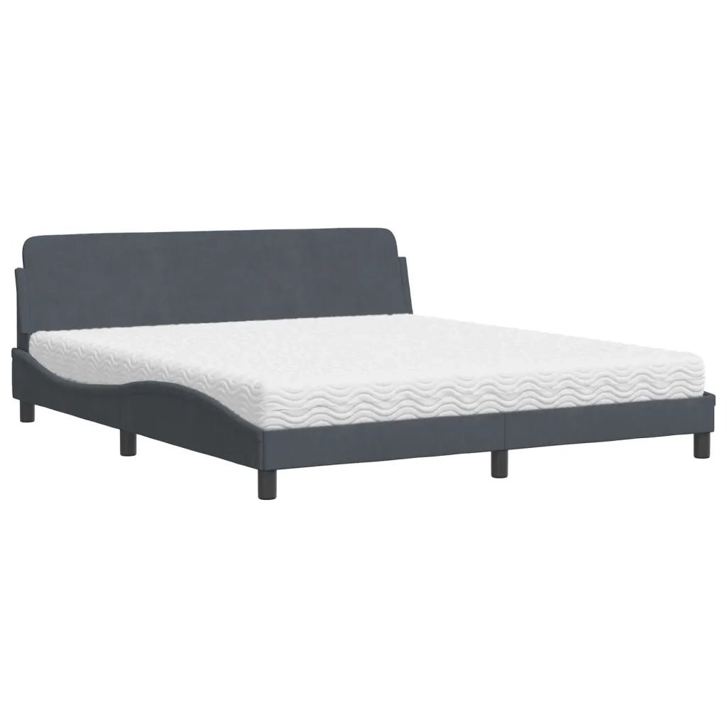 Letto con Materasso Dover Grigio Scuro 180x200 cm in Velluto