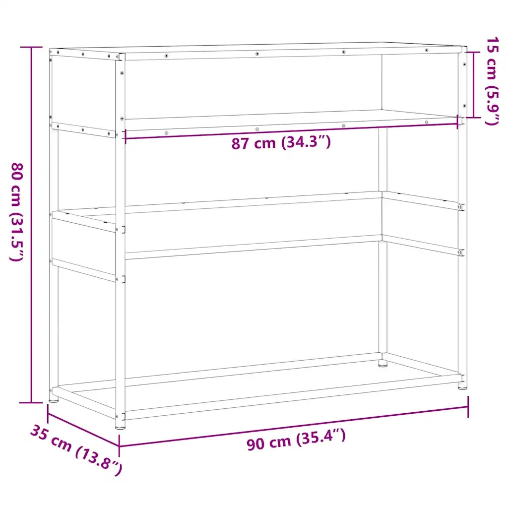 vidaXL Tavolo Consolle Rovere Marrone 90x35x80 cm Legno Multistrato