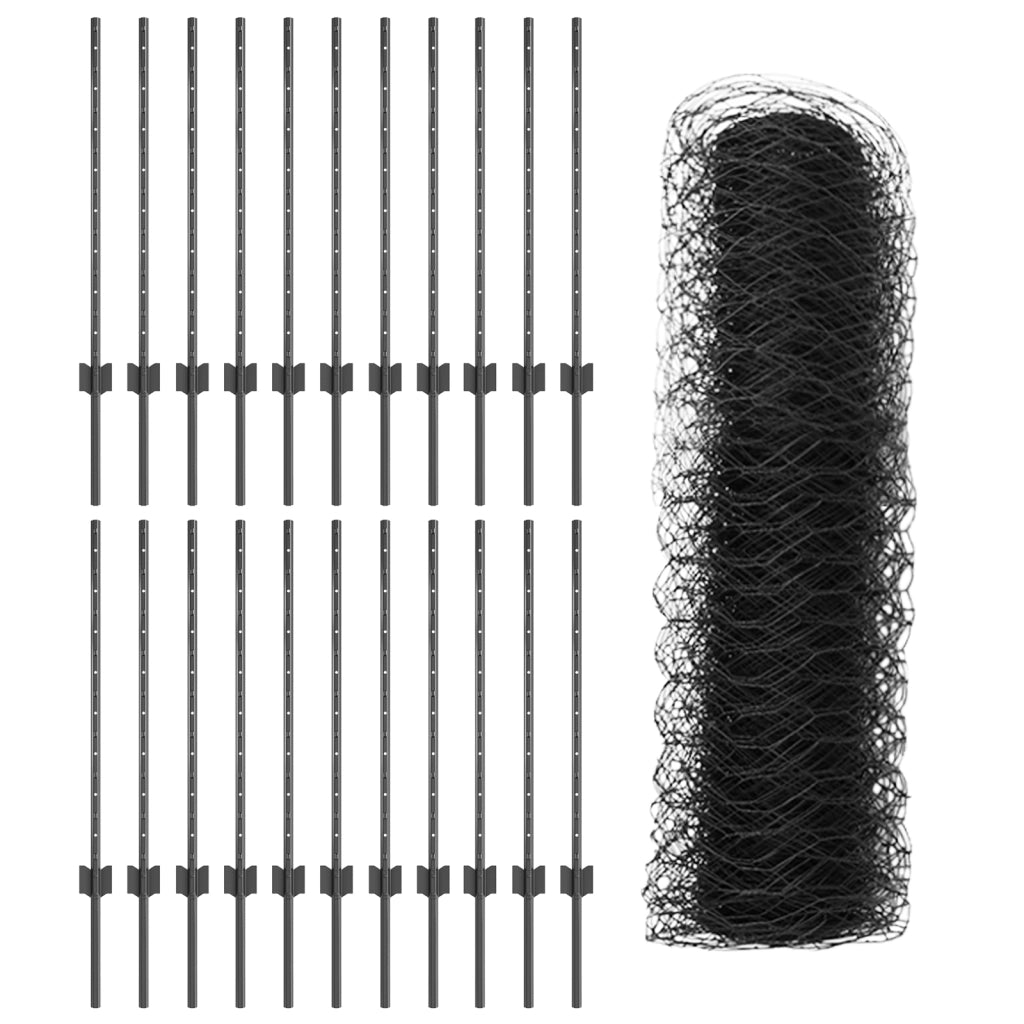 Pali da Recinto 11 pezzi U-Channel Grigio 80 cm Acciaio