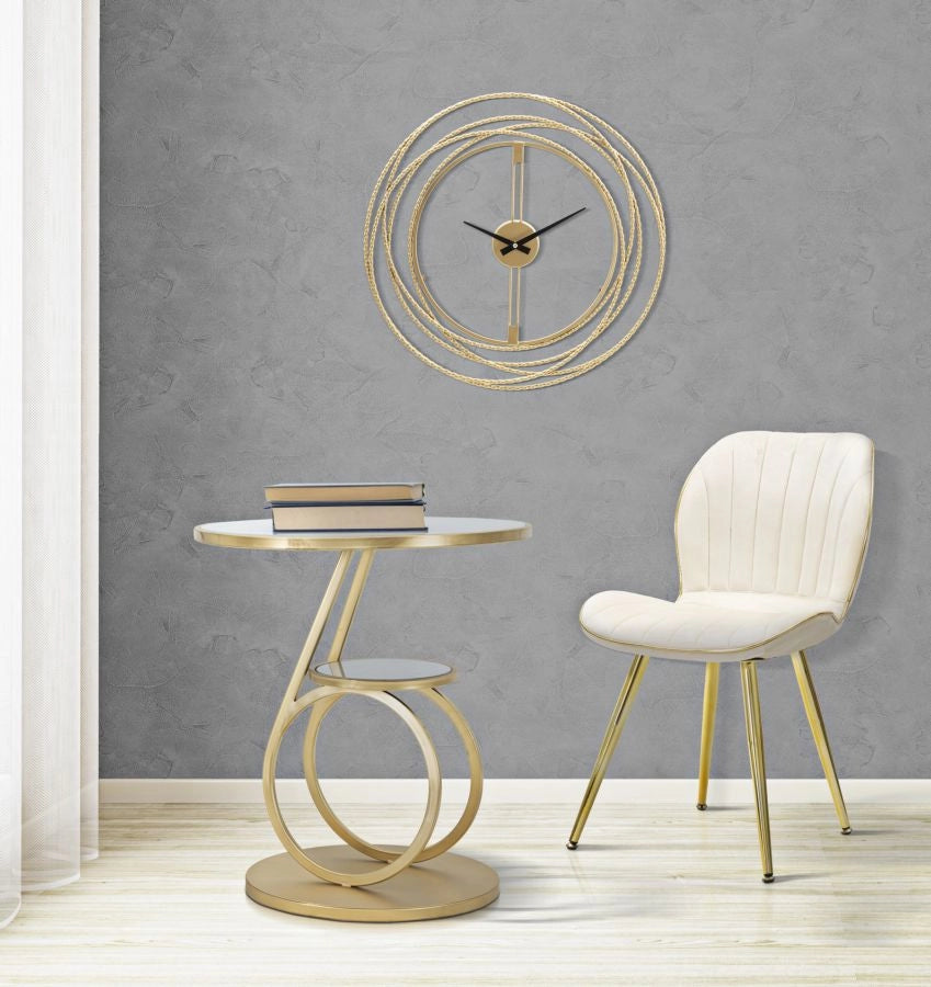 Set 2 Sedie Paris Space Crema e Oro 46x58x77 cm in Legno e Ferro