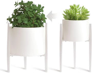Stendardo per piante metallico regolabile per interni ed esterni - design conico bianco - adatto per vasi da fiori da 20-30 cm - 33 cm di altezza - 1 pezzo