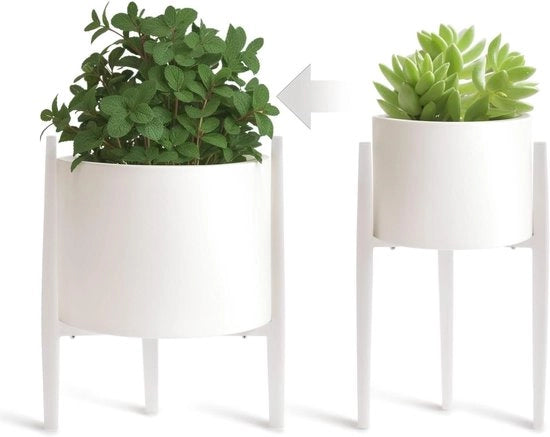 Stendardo per piante metallico regolabile per interni ed esterni - design conico bianco - adatto per vasi da fiori da 20-30 cm - 33 cm di altezza - 1 pezzo