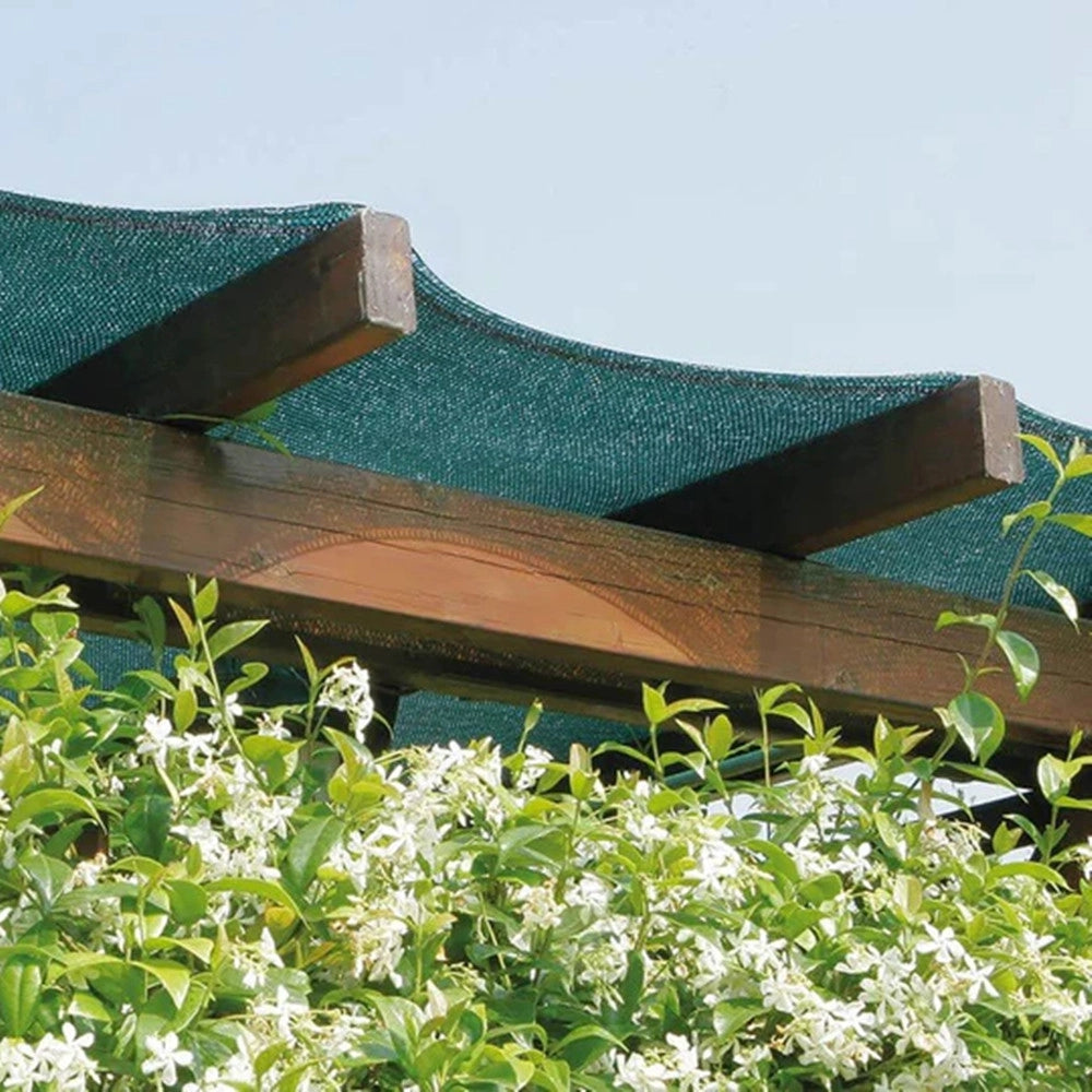 Trade Shop - Set 2pz Rete Telo Ombreggiante Di Copertura Verde 2x5mt Parasole Giardino Esterni 230745 -