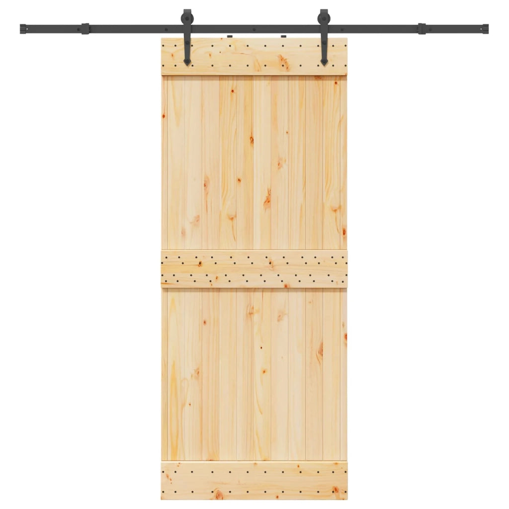 Porta scorrevole NARVIK Naturale e Nero 85 x 210 cm (213,5 cm) 3445295