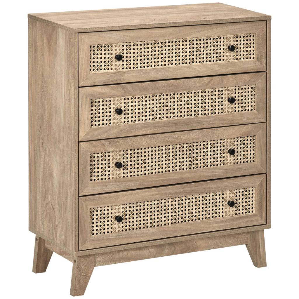 Cassettiera con 4 Cassetti in Legno Effetto Chiaro ¨C zephmum ¨C 80x35x95 cm