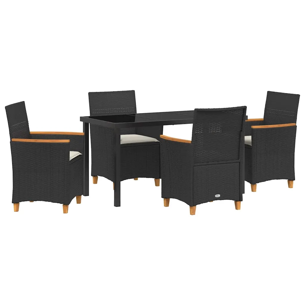 Set da Pranzo per Giardino 5 pz Nero polyrattan 3381088