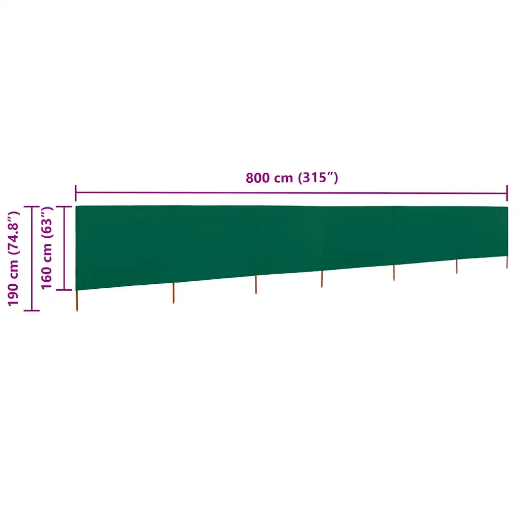 Paravento a 6 Pannelli in Tessuto 800x160 cm Verde CFW6679947