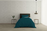 Copripiumino con Sacco e Federe Doubleface Verde Petrolio/Grigio Chiaro 1 Piazza e Mezzo