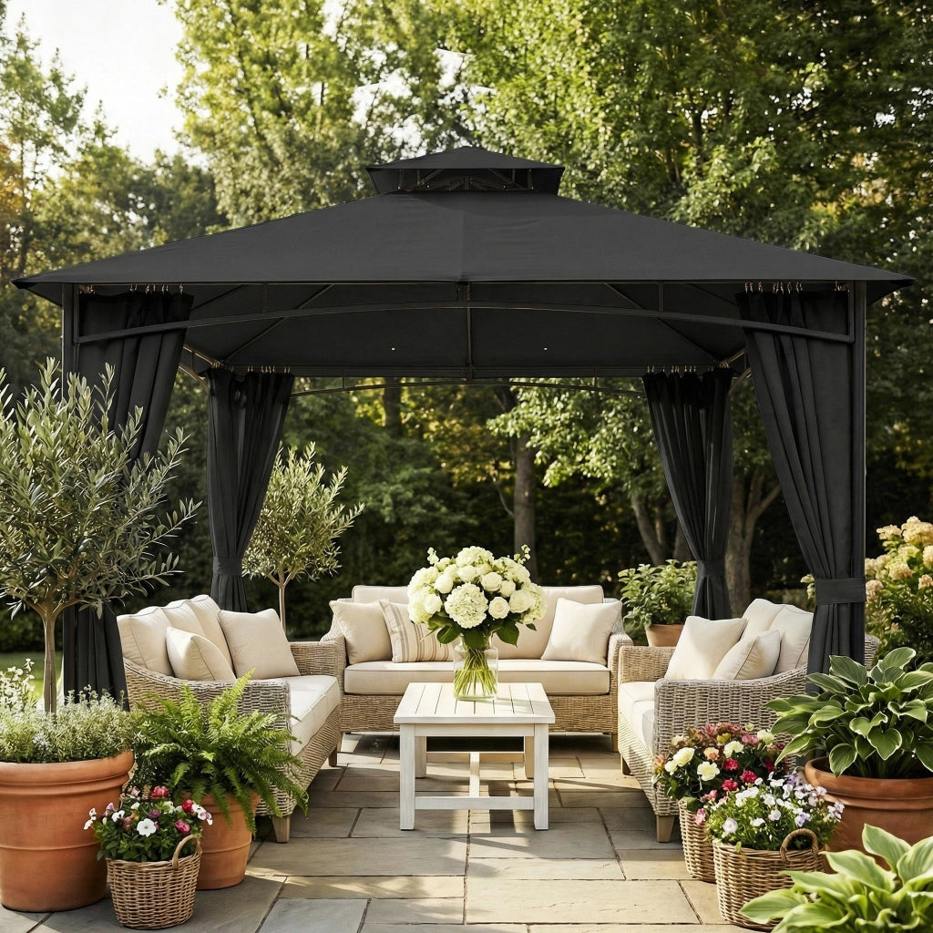 Gazebo da giardino ¨C zephmum ¨C 3x3m grigio antracite
