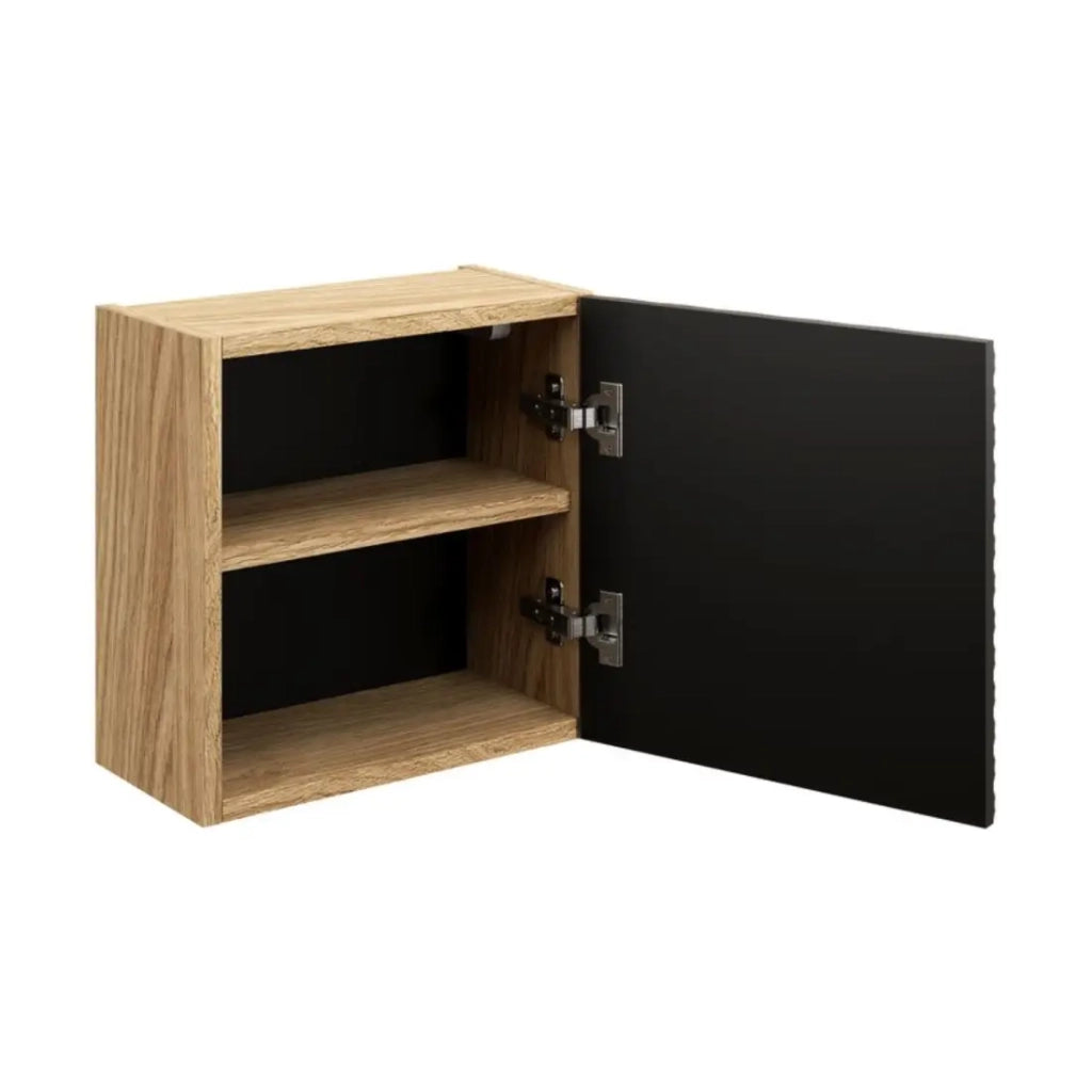 Mobile da parete YOKA – 1 anta – Rovere chiaro e nero – L35 × P19 × H35 cm – Da appendere