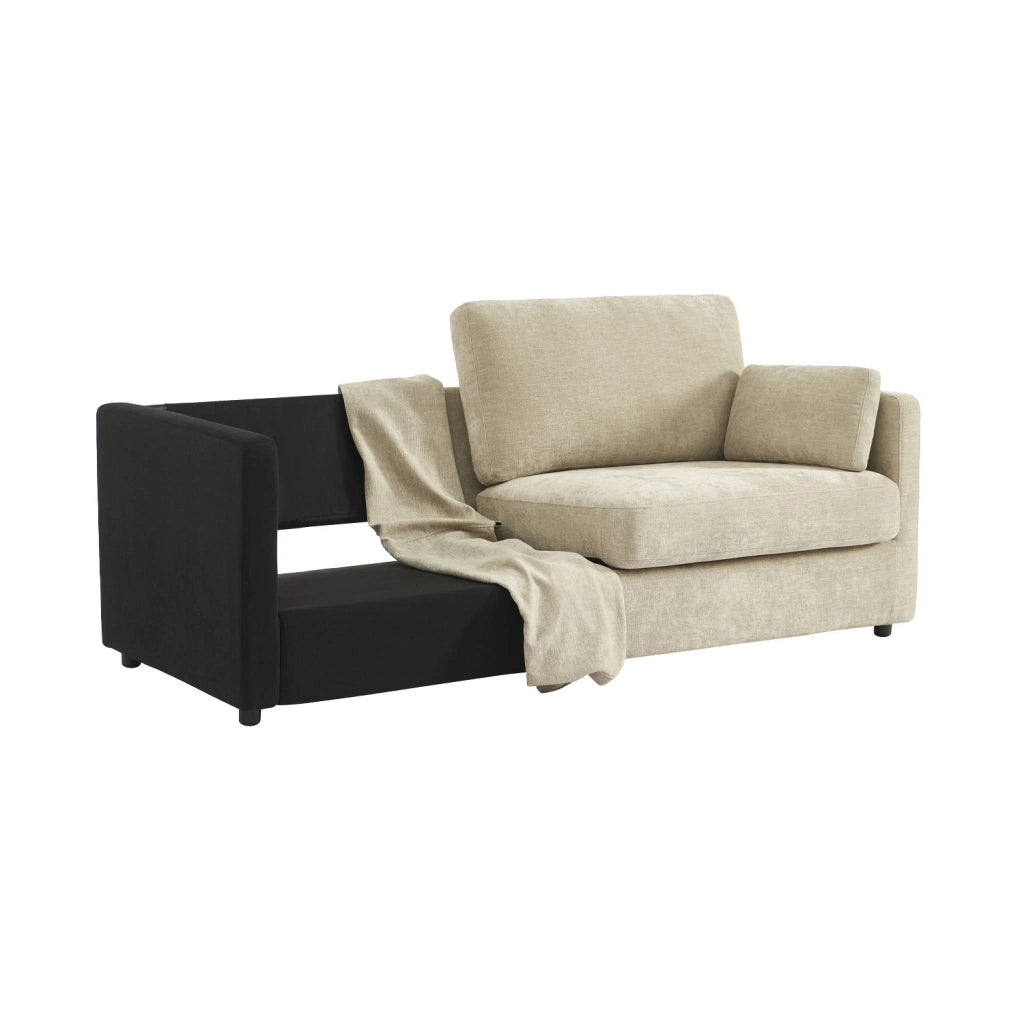 Copertura in tessuto per divano letto, 3 posti, beige