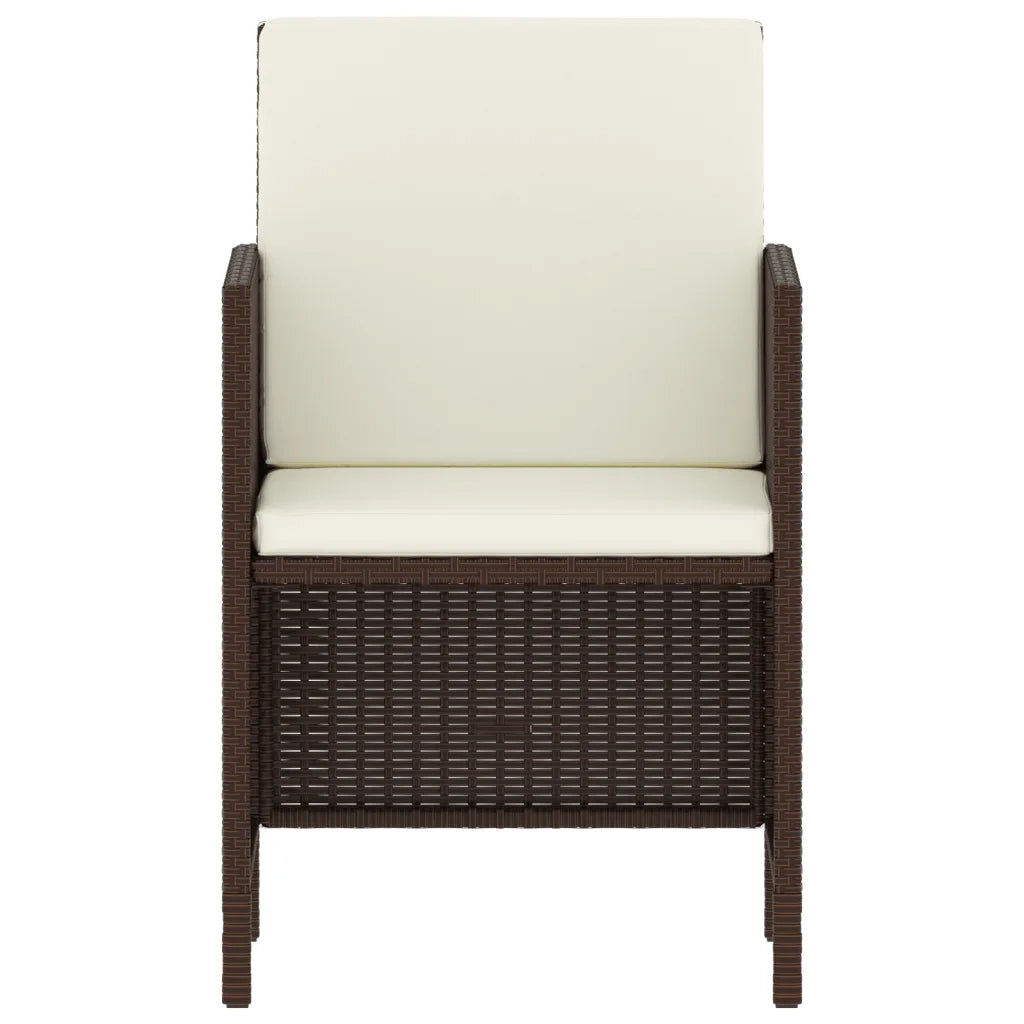 Set da Pranzo da Giardino 6pz con Cuscini in Polyrattan Marrone 363396