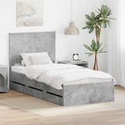 Struttura del letto con cassetto Grigio cemento 90 x 200 cm