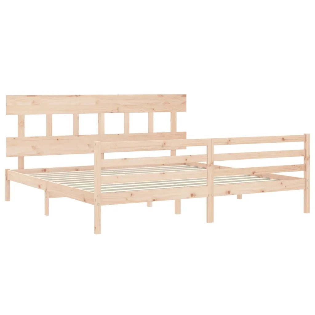 Giroletto con Testiera-Struttura Letto con testiera 200x200 cm in Legno Massello 248053