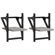 2 pz Mensole a Parete | Scaffale Parete | Ripiano a parete con Aste Grigio Sonoma 20x25x30 cm