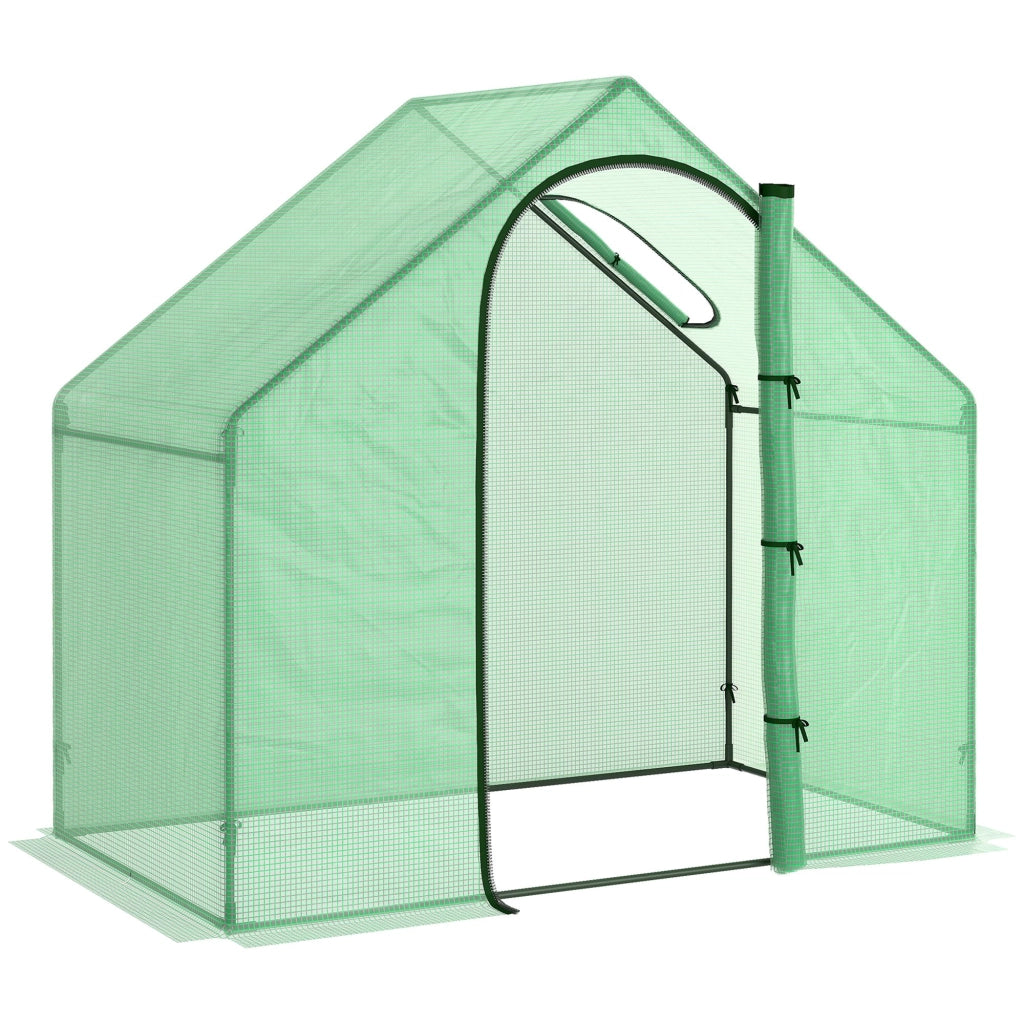 Serra da giardino begehabile 180x100x168 cm con finestra, porta e struttura in acciaio