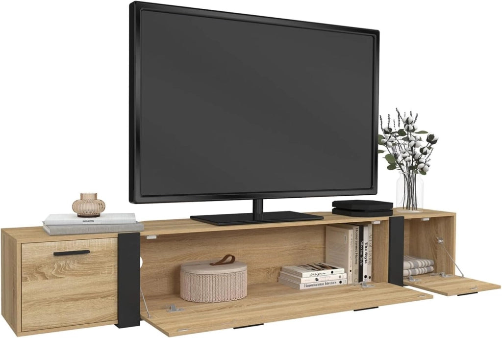 180 cm PHOENIX Porta TV a parete a 3 ante dal design industriale