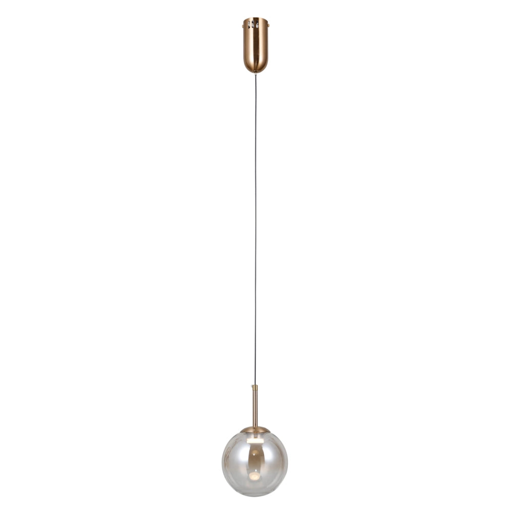 Lampada sospesa moderna oro vetro ambra sfera LED 5W Italux
