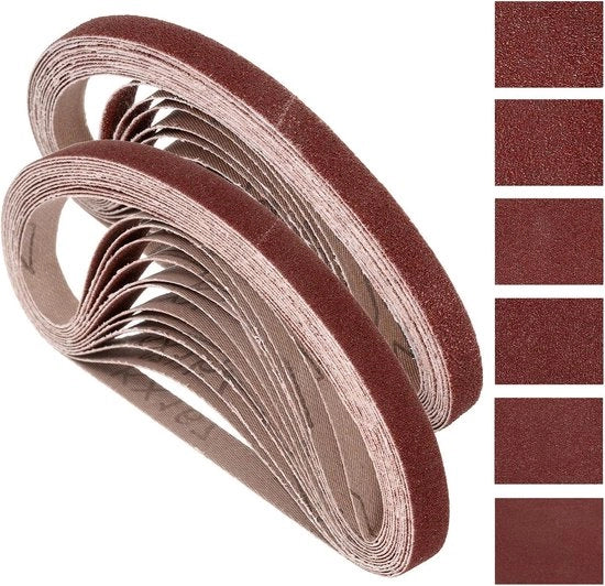 Schuurbande 13 mm x 457 mm, 24 pezzi, corona 60/80/120/150/240/400, schiuma abrasiva in ossido di alluminio per lavorazione del legno, metallo levigare, affilatura dei coltelli